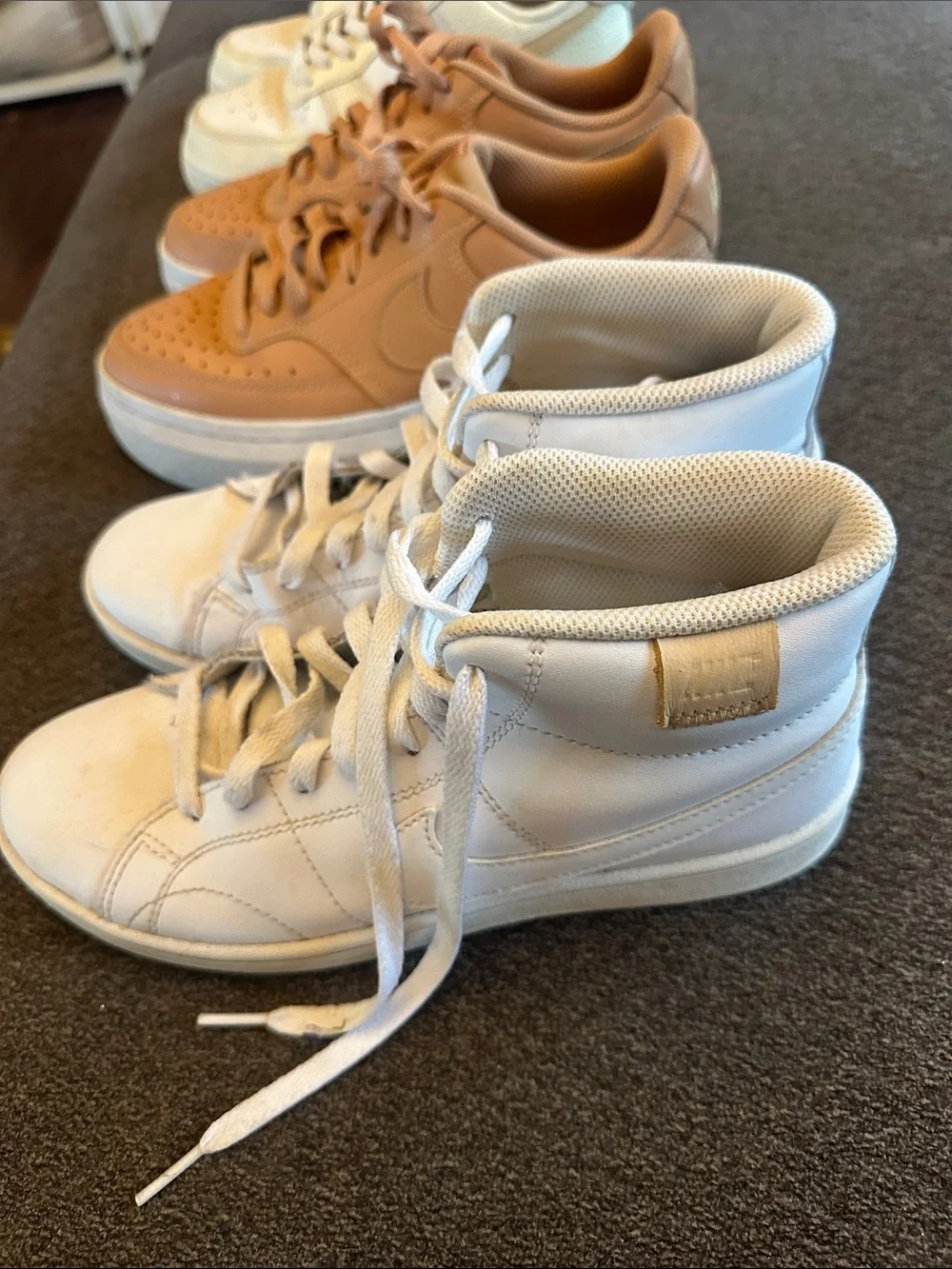 Nike Women's Sneakers in White, Cream, and Tan